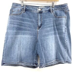 Lane Bryant Size 16 Mid Rise Boyfriend Midi Denim Shorts Flex Magic Waistband